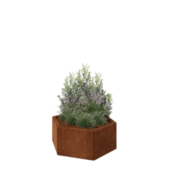 Corten acél virágláda - Hatszög - 79,3 x 69,3 x 30 cm - Fenéklemez nélkül