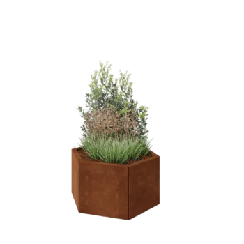 Corten acél virágláda - Hatszög - 79,3 x 69,3 x 40 cm - Fenéklemez nélkül