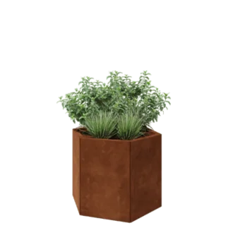 Corten acél virágláda - Hatszög - 79,3 x 69,3 x 60 cm - Fenéklemez nélkül