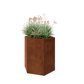 Corten acél virágláda - Hatszög - 79,3 x 69,3 x 80 cm - Fenéklemez nélkül