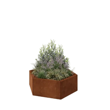 Corten acél virágláda - Hatszög - 99,3 x 86,6 x 30 cm - Fenéklemez nélkül