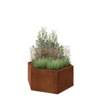 Corten acél virágláda - Hatszög - 99,3 x 86,6 x 40 cm - Fenéklemez nélkül