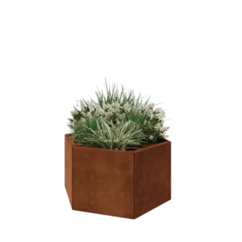 Corten acél virágláda - Hatszög - 99,3 x 86,6 x 50 cm - Fenéklemez nélkül