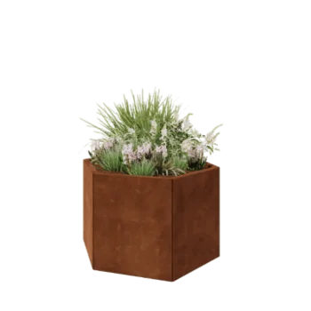 Corten acél virágláda - Hatszög - 99,3 x 86,6 x 60 cm - Fenéklemez nélkül