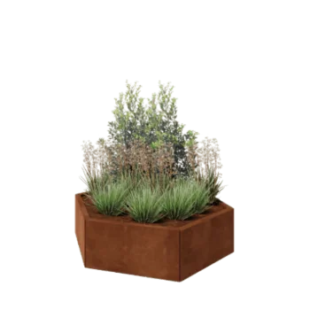 Corten acél virágláda - Hatszög - 119,3 x 103,9 x 30 cm - Fenéklemez nélkül