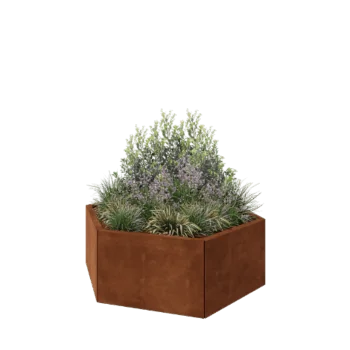 Corten acél virágláda - Hatszög - 119,3 x 103,9 x 40 cm - Fenéklemez nélkül
