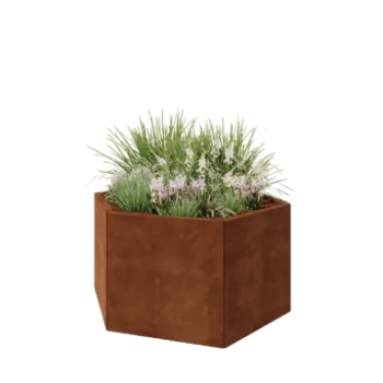 Corten acél virágláda - Hatszög - 119,3 x 103,9 x 60 cm - Fenéklemez nélkül
