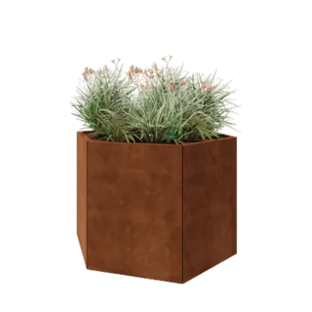 Corten acél virágláda - Hatszög - 119,3 x 103,9 x 80 cm - Fenéklemez nélkül
