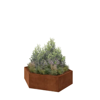 Corten acél virágláda - Hatszög - 159,3 x 138,6 x 40 cm - Fenéklemez nélkül