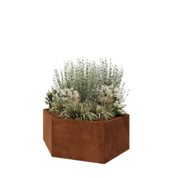 Corten acél virágláda - Hatszög - 159,3 x 138,6 x 60 cm - Fenéklemez nélkül
