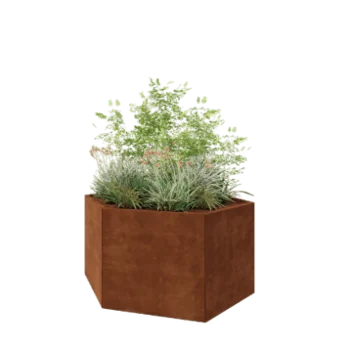 Corten acél virágláda - Hatszög - 159,3 x 138,6 x 80 cm - Fenéklemez nélkül