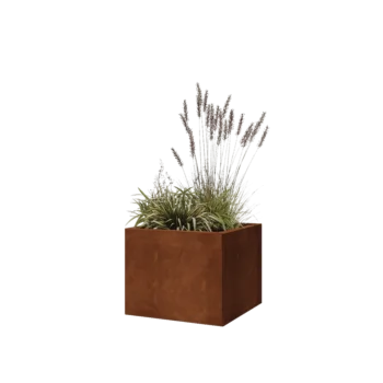 Corten acél virágláda - Négyzet - 50 x 50 x 40 cm - Fenéklemezzel