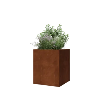 Corten acél virágláda - Négyzet - 50 x 50 x 60 cm - Fenéklemezzel