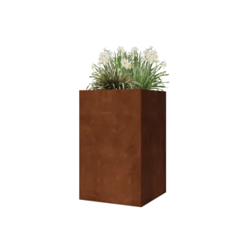 Corten acél virágláda - Négyzet - 50 x 50 x 80 cm - Fenéklemezzel