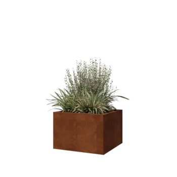 Corten acél virágláda - Négyzet - 60 x 60 x 40 cm - Fenéklemezzel