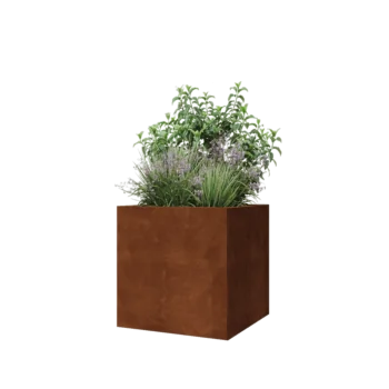 Corten acél virágláda - Négyzet - 60 x 60 x 60 cm - Fenéklemezzel