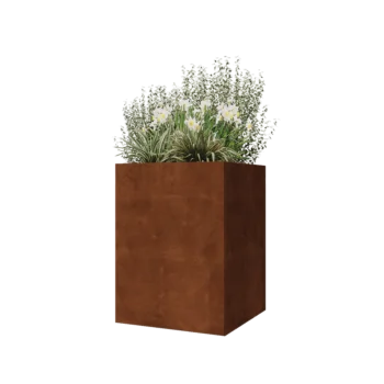 Corten acél virágláda - Négyzet - 60 x 60 x 80 cm - Fenéklemezzel