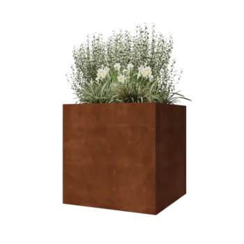 Corten acél virágláda - Négyzet - 80 x 80 x 80 cm - Fenéklemez nélkül