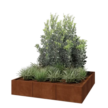 Corten acél virágláda XXL - Négyzet - 150 x 150 x 30 cm - Fenéklemez nélkül
