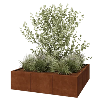 Corten acél virágláda XXL - Négyzet - 150 x 150 x 40 cm - Fenéklemez nélkül