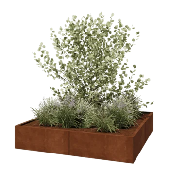 Corten acél virágláda XXL - Négyzet - 160 x 160 x 30 cm - Fenéklemez nélkül