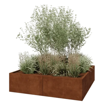 Corten acél virágláda XXL - Négyzet - 160 x 160 x 40 cm - Fenéklemez nélkül