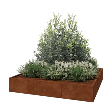 Corten acél virágláda XXL - Négyzet - 180 x 180 x 30 cm - Fenéklemez nélkül