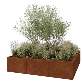 Corten acél virágláda XXL - Négyzet - 180 x 180 x 40 cm - Fenéklemez nélkül