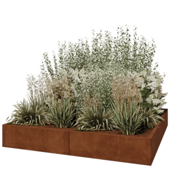 Corten acél virágláda XXL - Négyzet - 200 x 200 x 30 cm - Fenéklemez nélkül