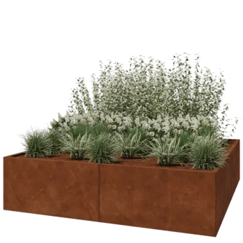 Corten acél virágláda XXL - Négyzet - 200 x 200 x 50 cm - Fenéklemez nélkül