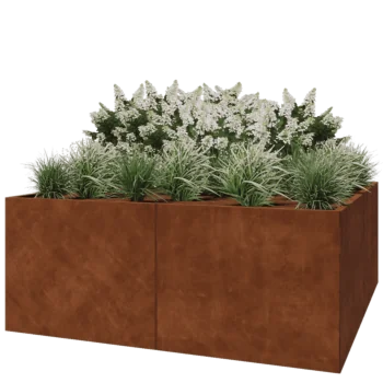 Corten acél virágláda XXL - Négyzet - 200 x 200 x 80 cm - Fenéklemez nélkül