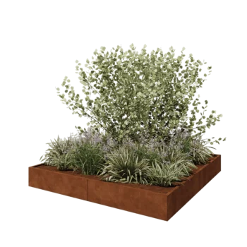 Corten acél virágláda XXL - Négyzet - 240 x 240 x 30 cm - Fenéklemez nélkül