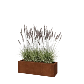 Corten acél virágláda - Téglalap - 100 x 30 x 30 cm - Fenéklemezzel