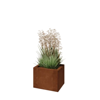 Corten acél virágláda - Téglalap - 40 x 30 x 30 cm - Fenéklemezzel