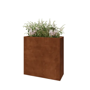 Corten acél virágláda - Téglalap - 80 x 30 x 80 cm - Fenéklemezzel
