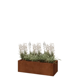 Corten acél virágláda - Téglalap - 100 x 40 x 30 cm - Fenéklemezzel