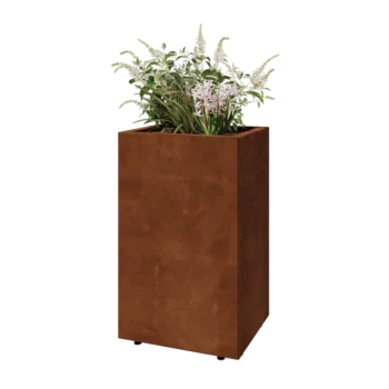 Corten acél virágláda - Téglalap - 50 x 40 x 80 cm - Fenéklemezzel - Lábakkal
