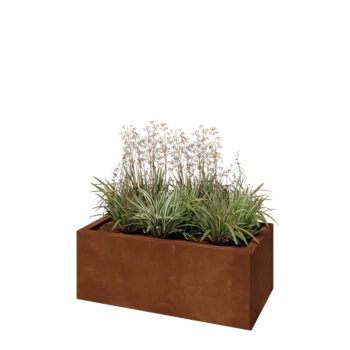 Corten acél virágláda - Téglalap - 80 x 40 x 30 cm - Fenéklemezzel