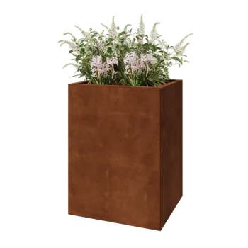 Corten acél virágláda - Téglalap - 60 x 50 x 80 cm - Fenéklemezzel