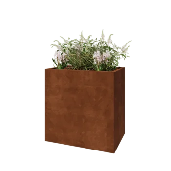 Corten acél virágláda - Téglalap - 80 x 50 x 80 cm - Fenéklemezzel