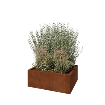 Corten acél virágláda - Téglalap - 80 x 60 x 30 cm - Fenéklemez nélkül