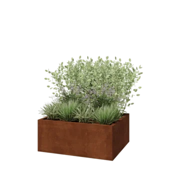 Corten acél virágláda - Téglalap - 100 x 80 x 40 cm - Fenéklemezzel