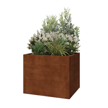 Corten acél virágláda - Téglalap - 100 x 80 x 80 cm - Fenéklemezzel