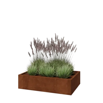Corten acél virágláda - Téglalap - 120 x 80 x 30 cm - Fenéklemezzel