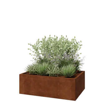 Corten acél virágláda - Téglalap - 120 x 80 x 40 cm - Fenéklemezzel