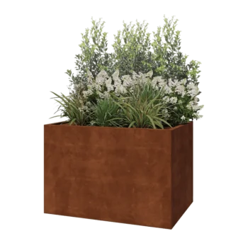 Corten acél virágláda - Téglalap - 120 x 80 x 80 cm - Fenéklemezzel