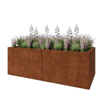 Corten acél virágláda XXL - Téglalap - 240 x 100 x 80 cm - Fenéklemez nélkül