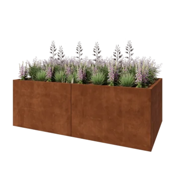 Corten acél virágláda XXL - Téglalap - 240 x 120 x 80 cm - Fenéklemez nélkül