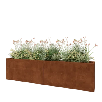 Corten acél virágláda XXL - Téglalap - 240 x 30 x 60 cm - Fenéklemez nélkül