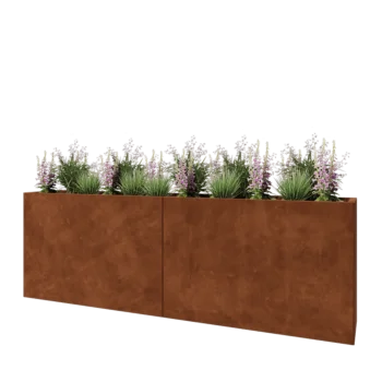 Corten acél virágláda XXL - Téglalap - 240 x 40 x 80 cm - Fenéklemez nélkül